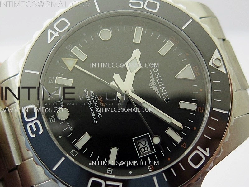 Hydroconquest L3.790.4 43mm SS Black Ceramic Bezel ETC 1:1 Best Edition Black Dial on SS Bracelet A2836
